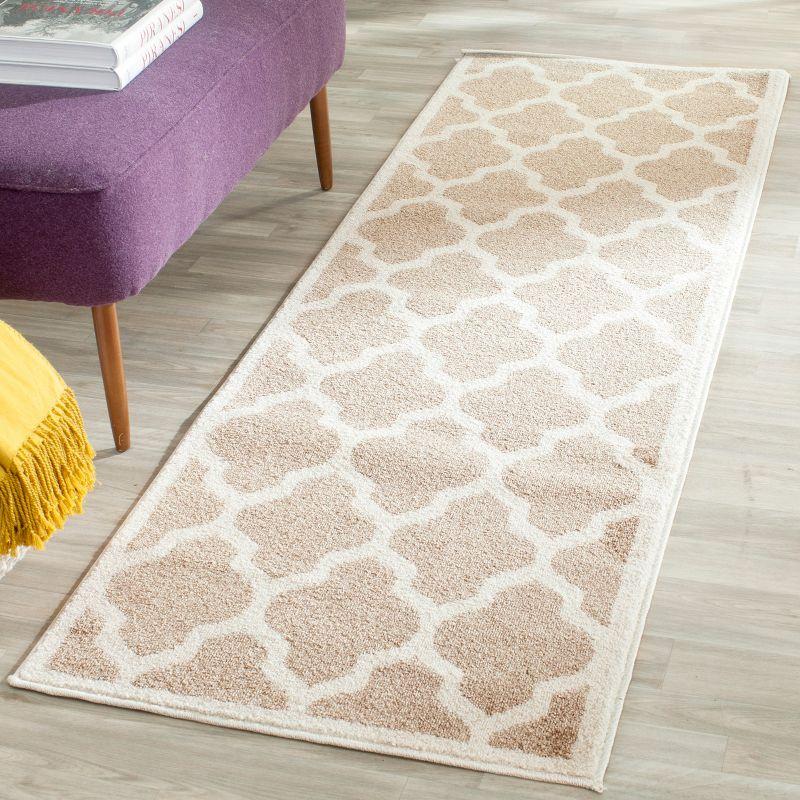 Wheat and Beige Hand-Knotted Reversible Synthetic Area Rug 27"x13"