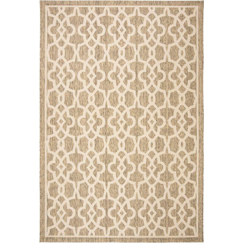 Courtyard CY6071 Power Loomed Indoor and Outdoor Area Rug - Mocha/Beige - 6'7"x9'6" - Safavieh