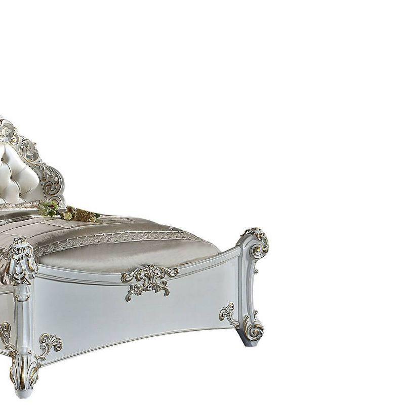 94" Queen Bed Vendome Synthetic Leather, Carved Wood Detail - Acme Furniture