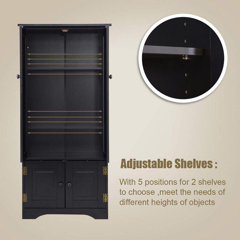 Costway Accent Storage Cabinet Adjustable Shelves Antique 2 Door Floor Cabinet Black