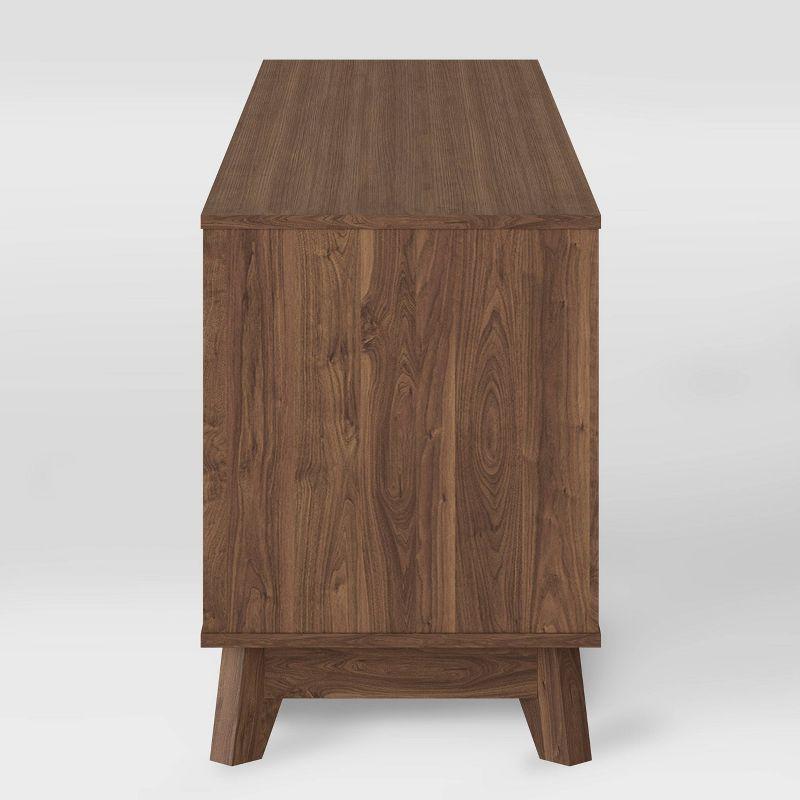 Hollywood Wood Grain TV Stand for TVs up to 85" with Drawers Brown - CorLiving: Mid-Century Modern Media Console