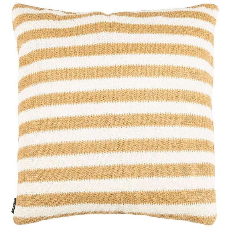 Glenna 20" Square White and Yellow Striped Pillow