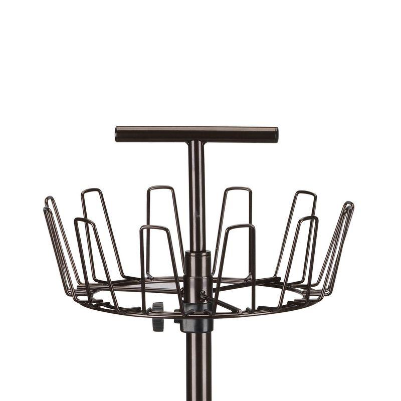 4-Tier Revolving Shoe Tree, Heavy-Duty Steel with Stabilized Base, Holds 24 Pairs of Shoes, Antique Bronze