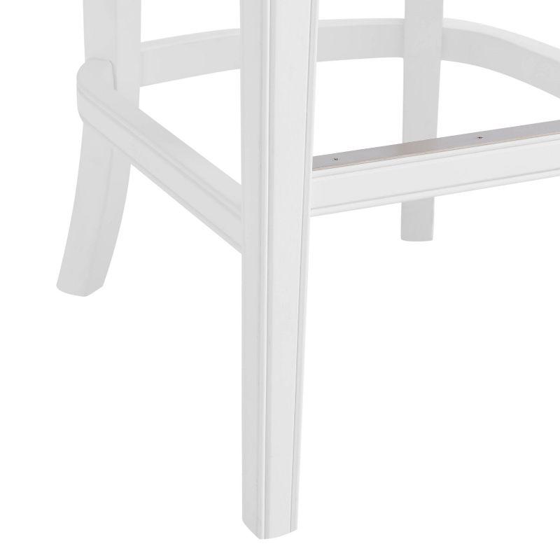 Alaterre Furniture Set of 2 Miranda Swivel Bar Height Stools White: Rubberwood Frame, Polyester Upholstery, Fixed Seat Height 30.75"