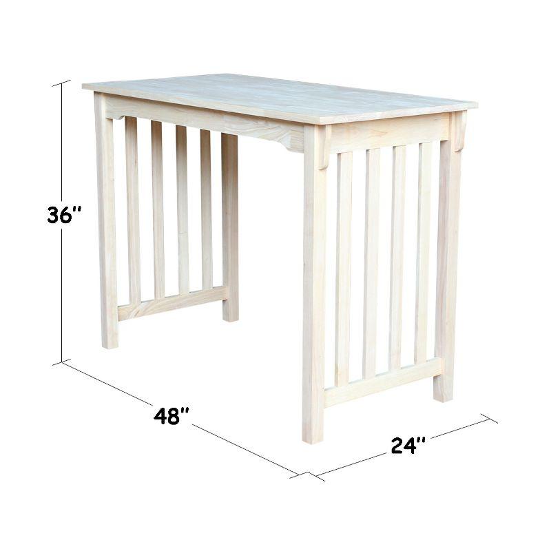 Mission Counter Height Table Unfinished - International Concepts: Solid Wood, 36" High, 48" Length