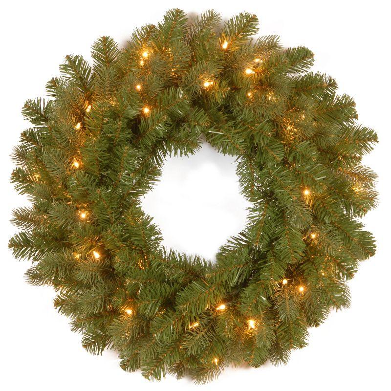 National Tree Company Downswept Douglas Wreath with Warm White LED Lights