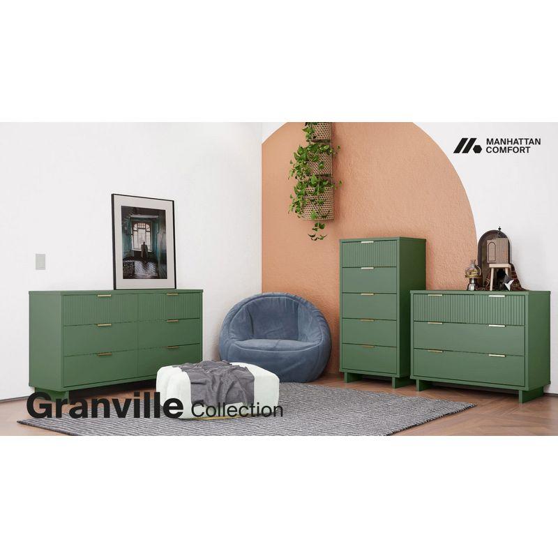 Manhattan Comfort Set of 2 Granville Nightstands with Drawer Midnight Blue: UV Finish, Soft Close, Metal Handles