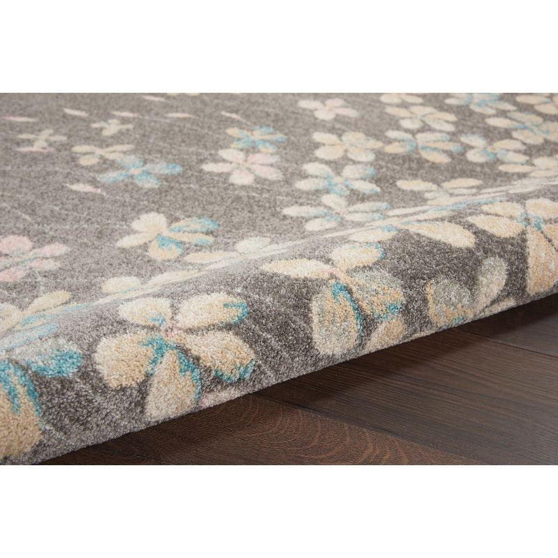 Nourison Tranquil 5'3" X 7'3" (5' x 7') Grey/Beige Area Rug Bohemian Botanical Vine and Bloom by Nourison