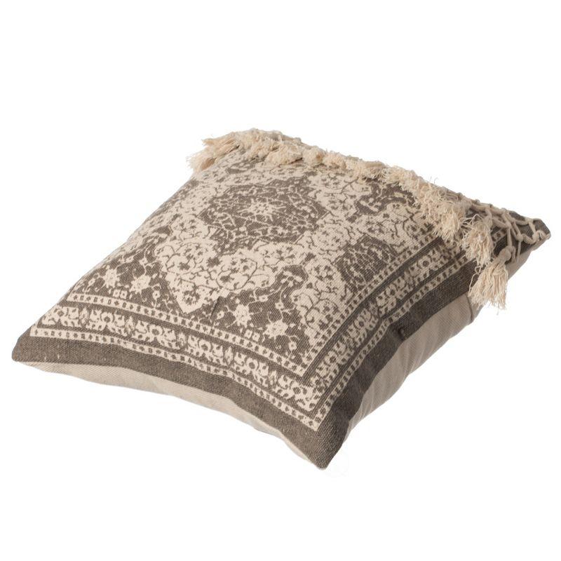 DEERLUX 16" Handwoven Cotton Throw Pillow Cover with Traditional Pattern and Tasseled Top without Cushion