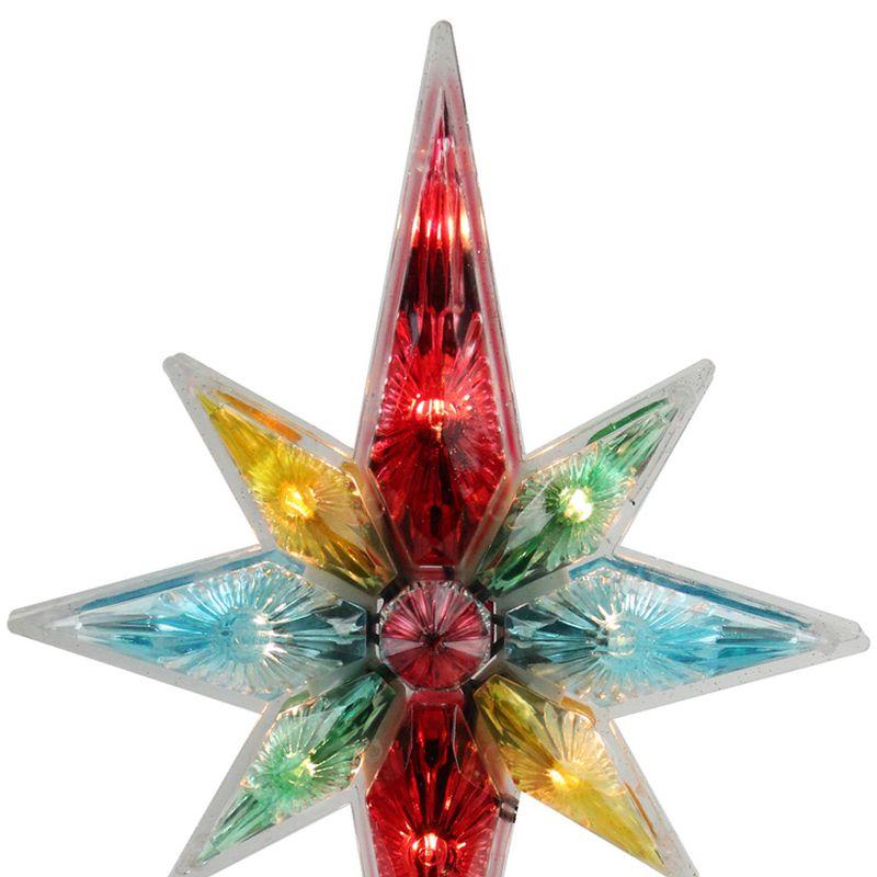 Northlight 10.75" Lighted Multi Colored Star Tree Topper- Clear Lights