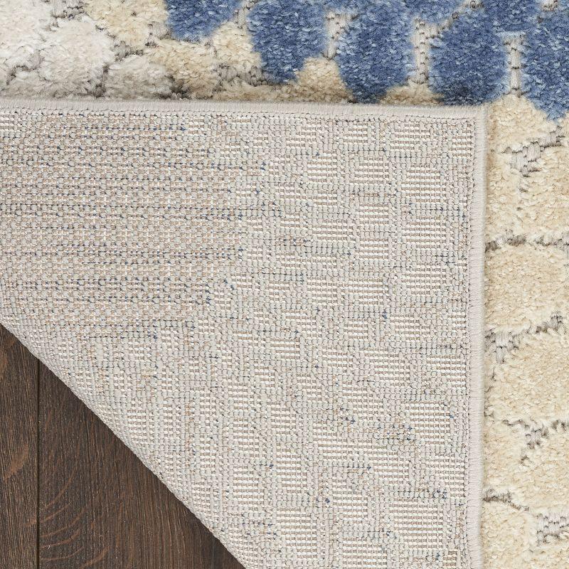 Nourison Aloha Bold Geometric Flatweave High-Low Indoor Outdoor Area Rug Blue/Grey 7'10" x 10'6"