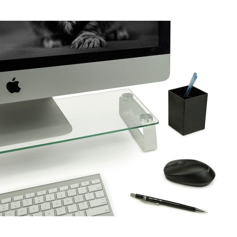 Mount-it Mount-It! Glass Desktop Monitor Stand Riser, 22 Inches Wide Clear Tempered Glass Hold Up to 44 Lbs.