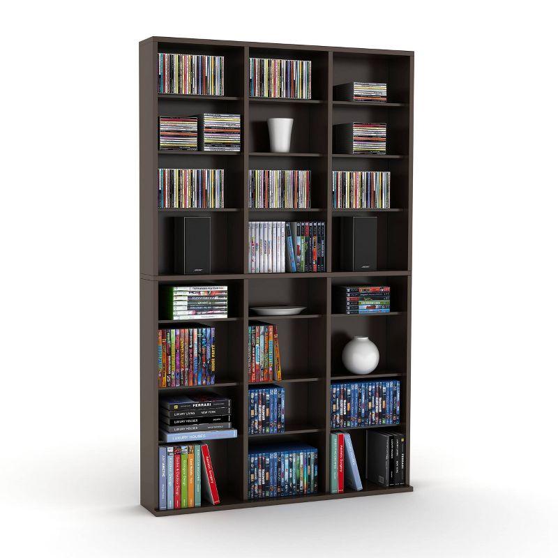 Multimedia Adjustable Storage Rack Espresso - Atlantic: Holds 756 CDs, 360 DVDs, Wall Unit