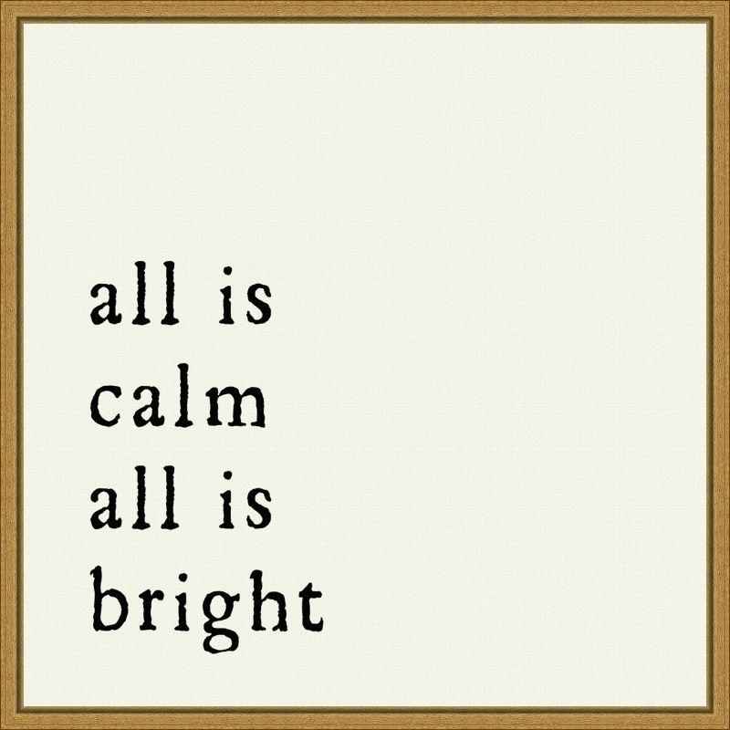 All is Calm All is Bright Gold Framed Canvas Print