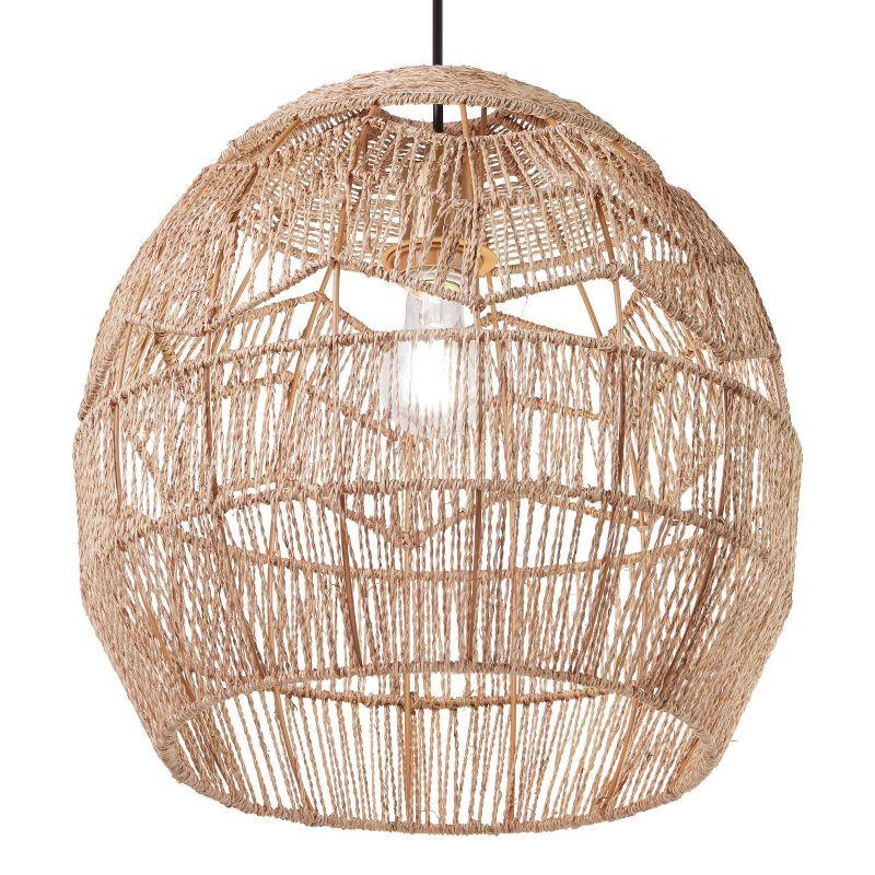 Mistana™ 15.5" Ames Metal and Woven Hemp Rope Hanging Pendant, Brown