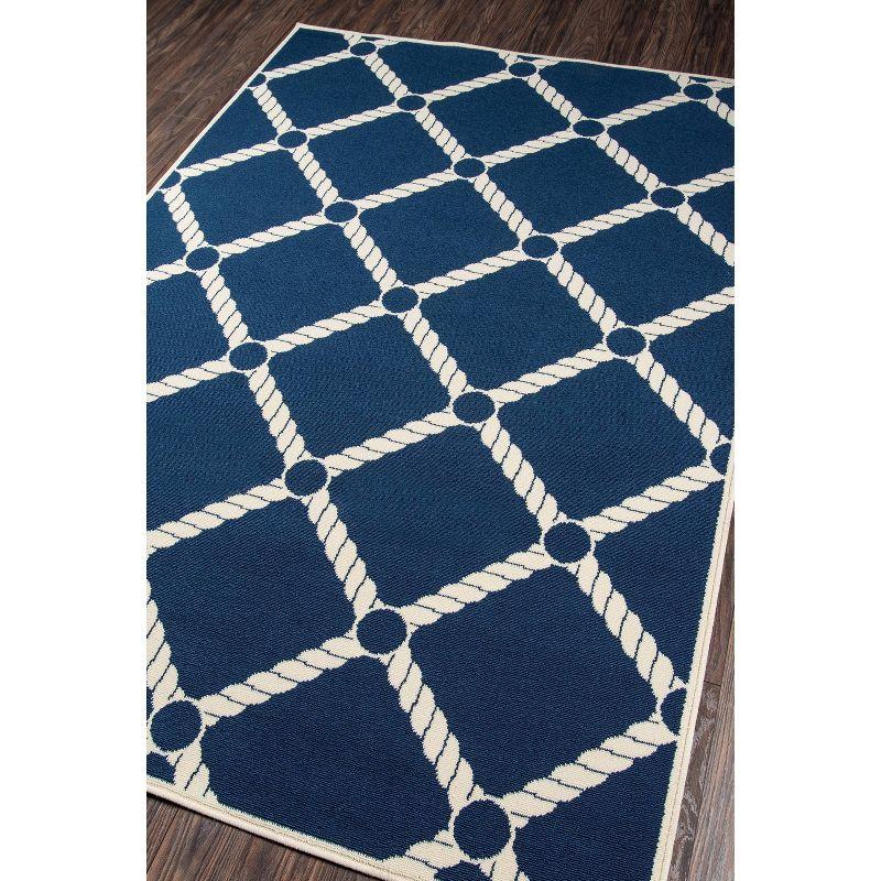 Nautical Navy Synthetic 2'3" x 7'6" Easy-Care Runner Rug