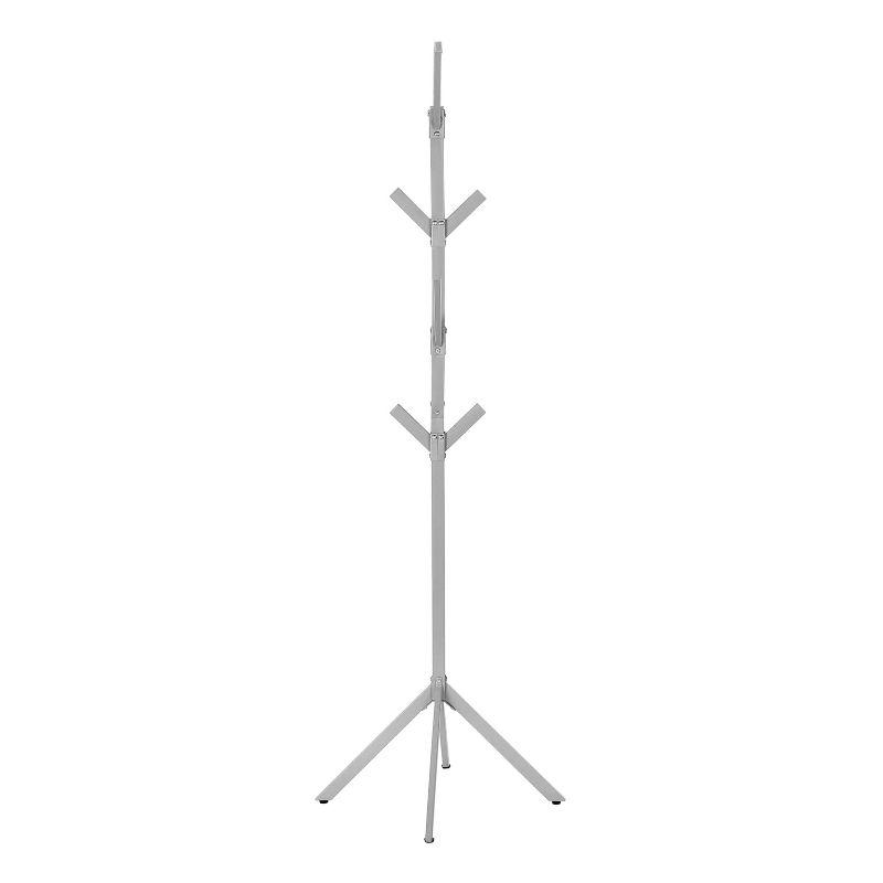 Monarch Specialties Coat Rack Hall Tree Free Standing 8 Hooks Entryway 70InchH Bedroom Metal Grey Contemporary Modern