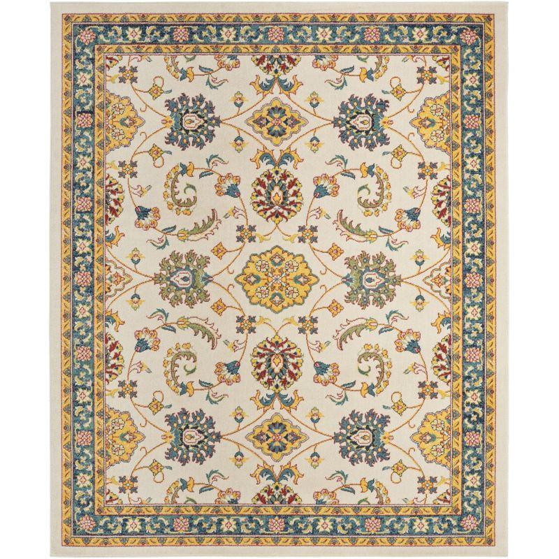 Nourison Essentials Floral Persian Indoor Outdoor Rug Ivory Gold 8' x 10'