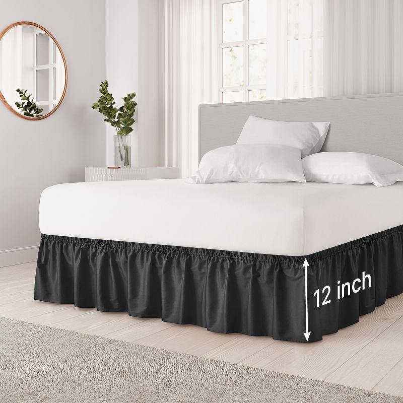CGK Linens Ruffled Elastic Wrap Around Tailored Bed Skirt