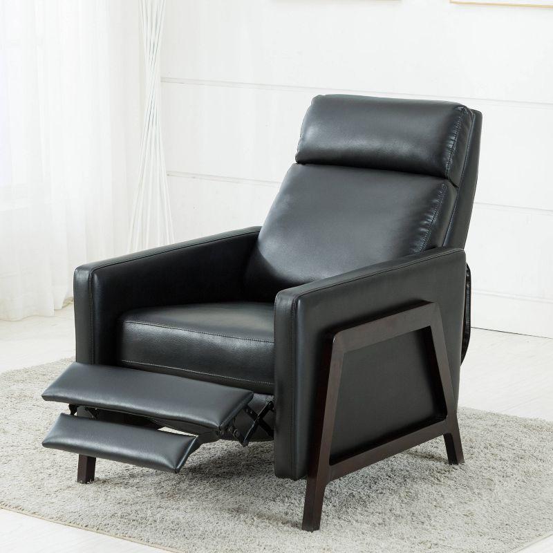 Maxton Black Faux Leather Mid-Century Modern Recliner