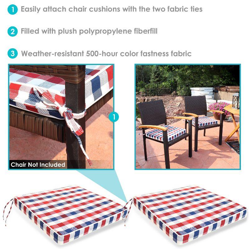 Americano Plaid 17" Square Indoor/Outdoor Polyester Seat Cushions, 2-Pack