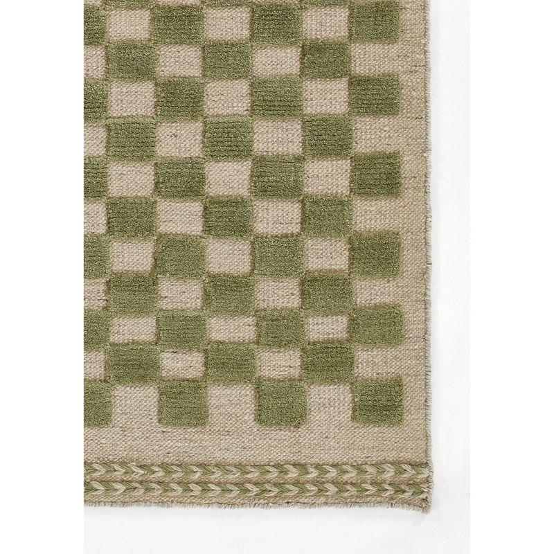 Momeni 6'3"x9' Willow Check Handwoven Area Rug Green: Wool, Low Pile, Classic Pattern, Indoor Use, Handmade