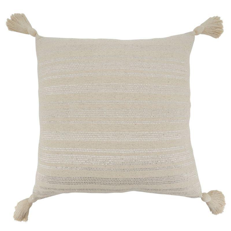 Saro Thea Tassels Cotton Pillow Cover