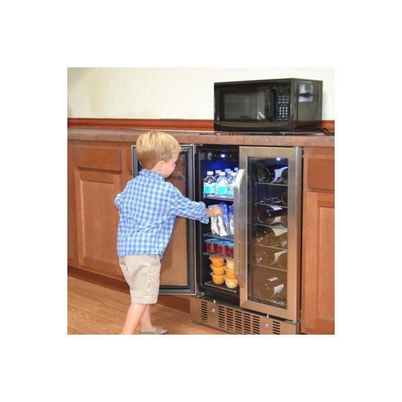 Newair 24” Built-in Dual Zone 18 Bottle and 58 Can Wine and Beverage Fridge in Stainless Steel