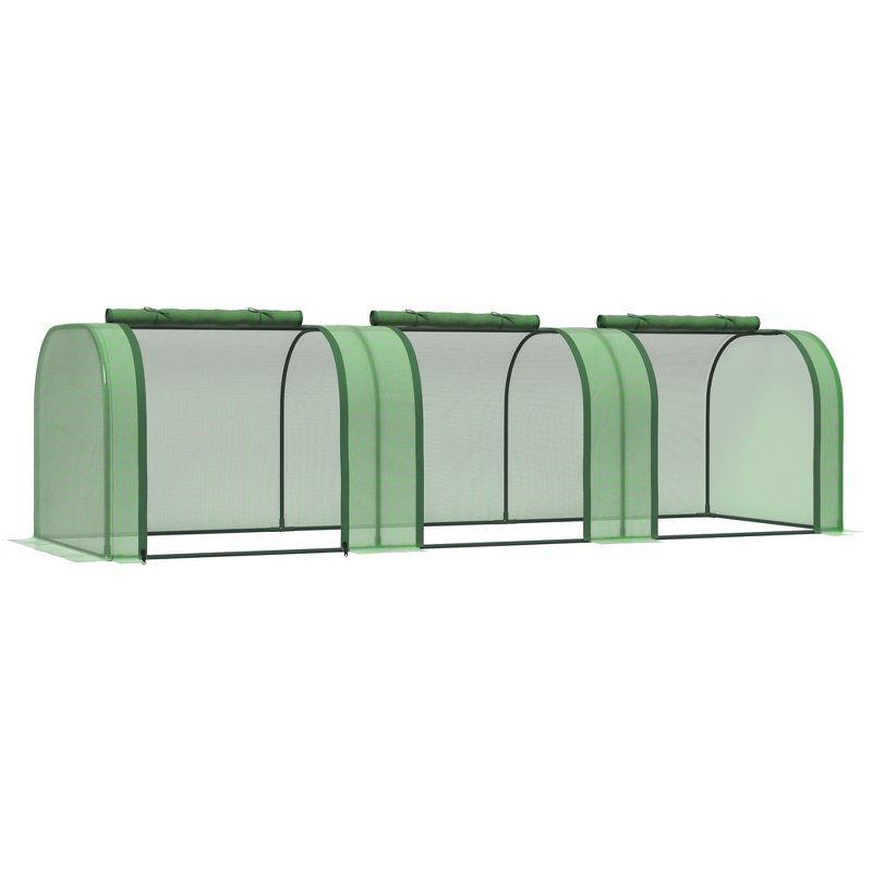 Outsunny Mini Greenhouse, Portable Tunnels, Roll-Up Zip Doors, UV Waterproof Plastic Cover, Steel Frame