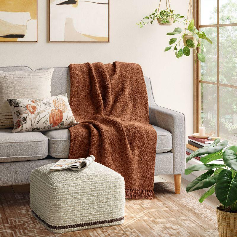 Branchville Square Pouf Cream Boucle - Threshold™: Transitional Style, No Assembly, Cotton & Wool Blend