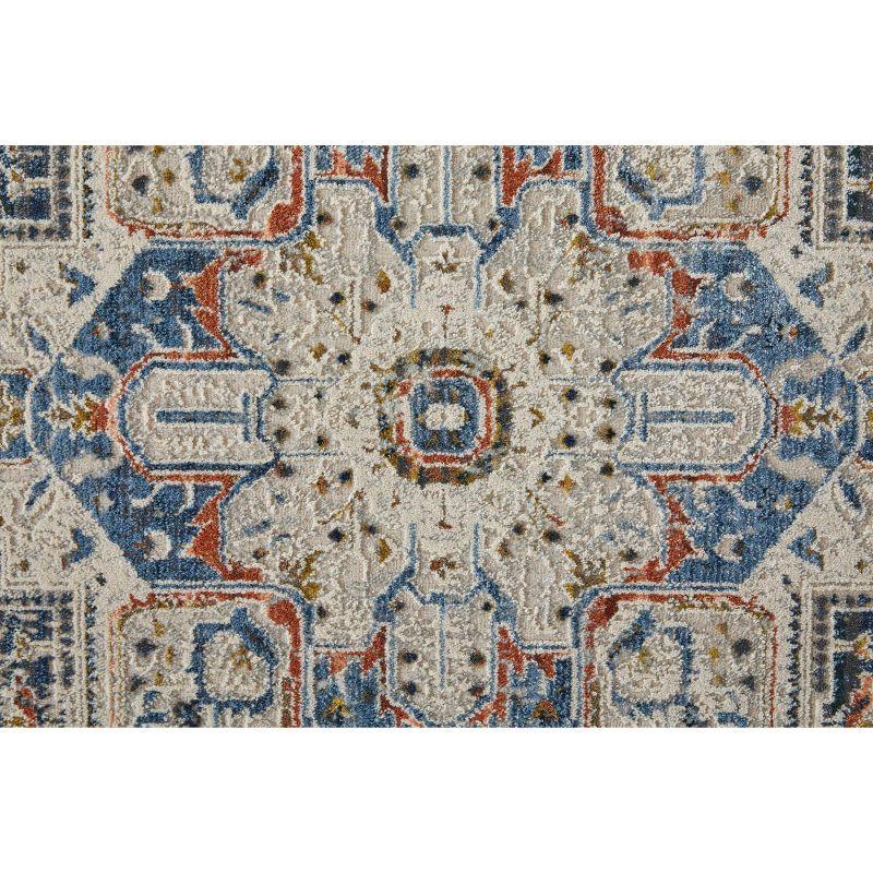 Kaia Transitional Medallion Ivory/Blue/Red Area Rug