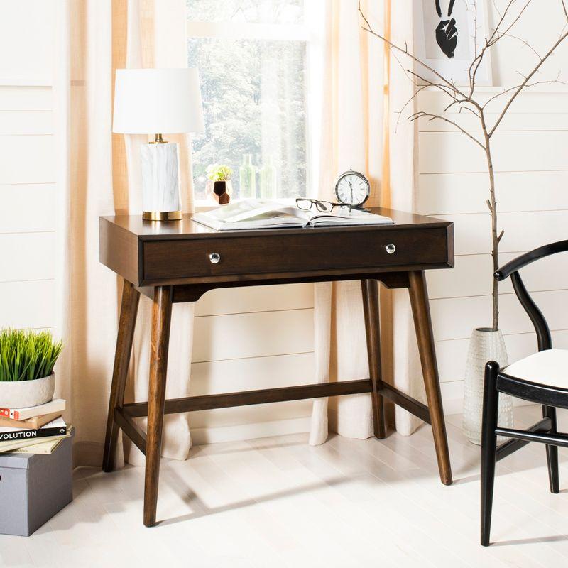 Transitional Walnut Home Office Desk with Oversized Drawer