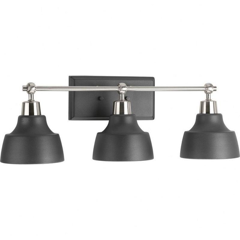 Progress Lighting Bramlett 3-Light Bath & Vanity, Brushed Nickel, Metal Reflector Shades