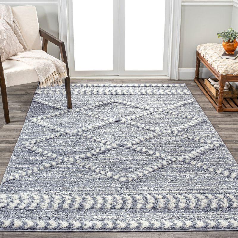 4' x 6' Sofie Moroccan Trellis High-Low Area Rug, Gray/Cream - JONATHAN Y