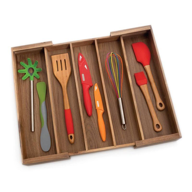 Acacia Wood Adjustable Expandable Cutlery Holder