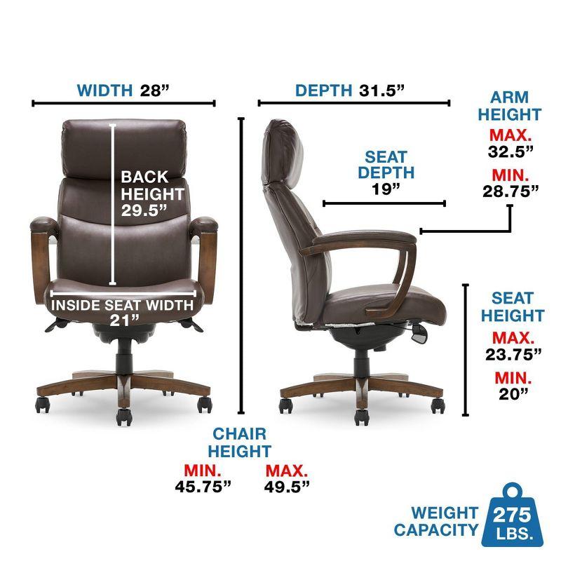 Greyson Modern Executive High-Back Office Chair with Solid Wood Arms and Lumbar Support