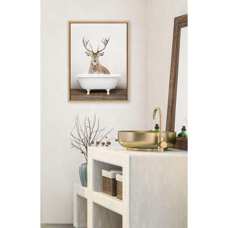 18" x 24" Sylvie Male Deer in Rustic Bath Framed Canvas by Amy Peterson - Kate & Laurel All Things Decor