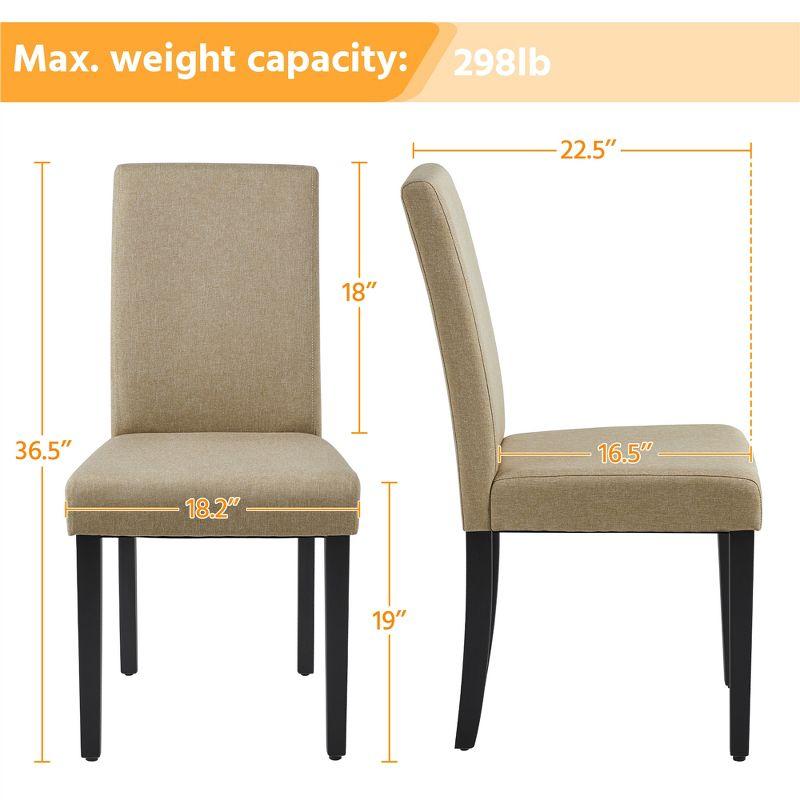 Yaheetech 4pcs Upholstered Fabric Dining Chairs with Solid Wood Legs For Dining Room