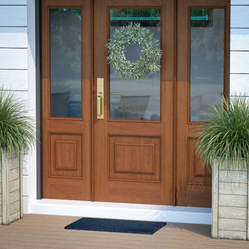 Flash Furniture Harbold 18" x 30" Indoor/Outdoor Solid Natural Coir Doormat with Non-Slip Backing in Navy