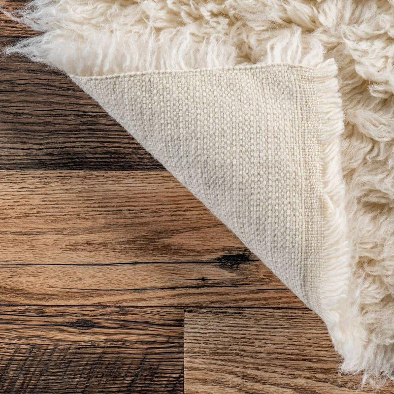 nuLOOM 8'x10' Elena Greek Flokati Shag Area Rug Cream: High Pile Wool, Solid Tufted Indoor Rug, No Backing