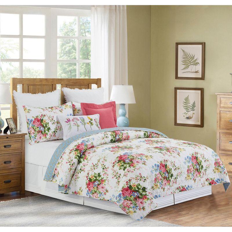 C&F Home Cottage Rose Spring Floral Cotton Quilt Set  - Reversible and Machine Washable