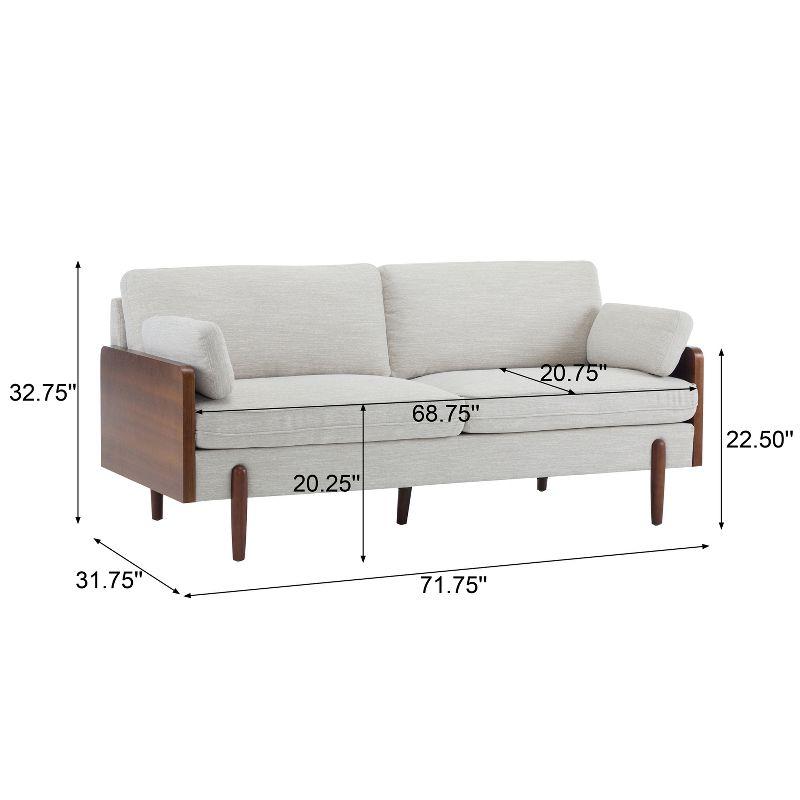 Christopher Knight Home Arboris Modern Uphosltered 71.75" Wood Frame 3 Seater Sofa with Accent Pillows