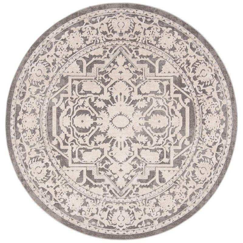 Reflection RFT665 Power Loomed Indoor Area Rug - 6'7" Round - Dark Grey/Cream - Safavieh