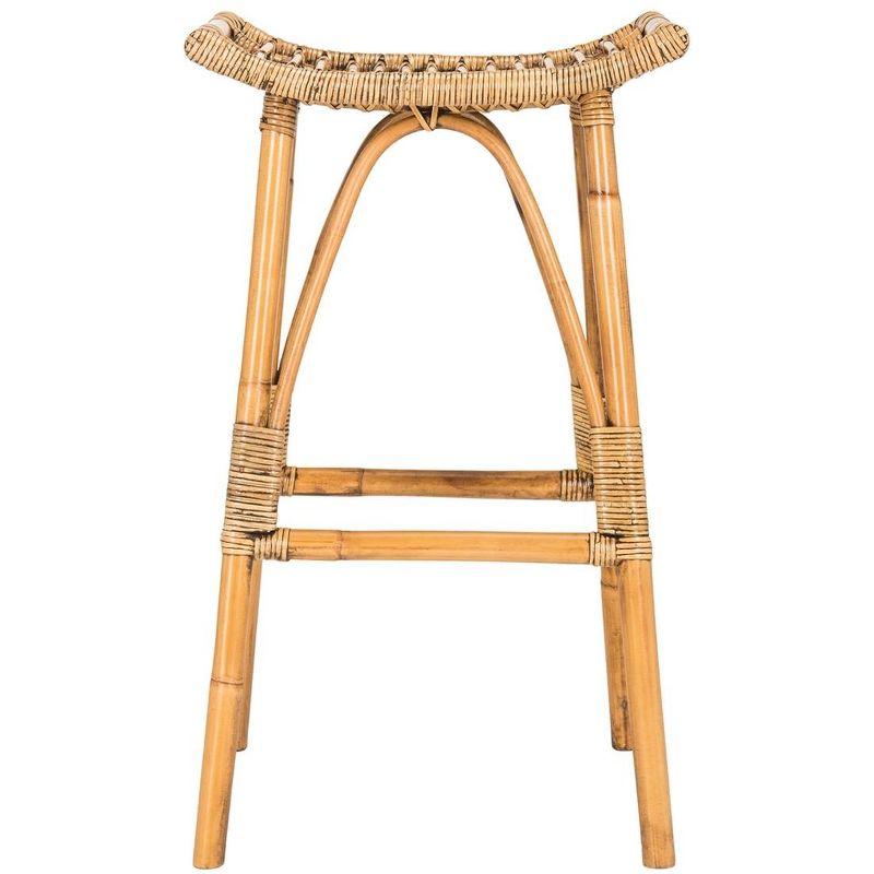 Honey Brown Rattan Curved Bar Stool