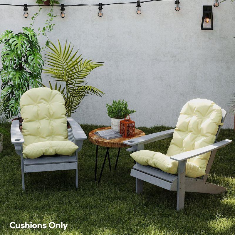 Outsunny Adirondack Chair Cushions Set of 2, Tufted High Back Patio Chair Cushions with Ties, Non-Slip Cushions for Adirondack Chairs, Beige