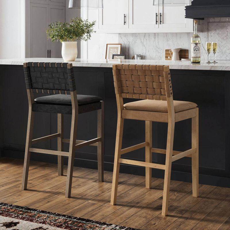 Nathan James Cohen Faux Leather Barstool Black