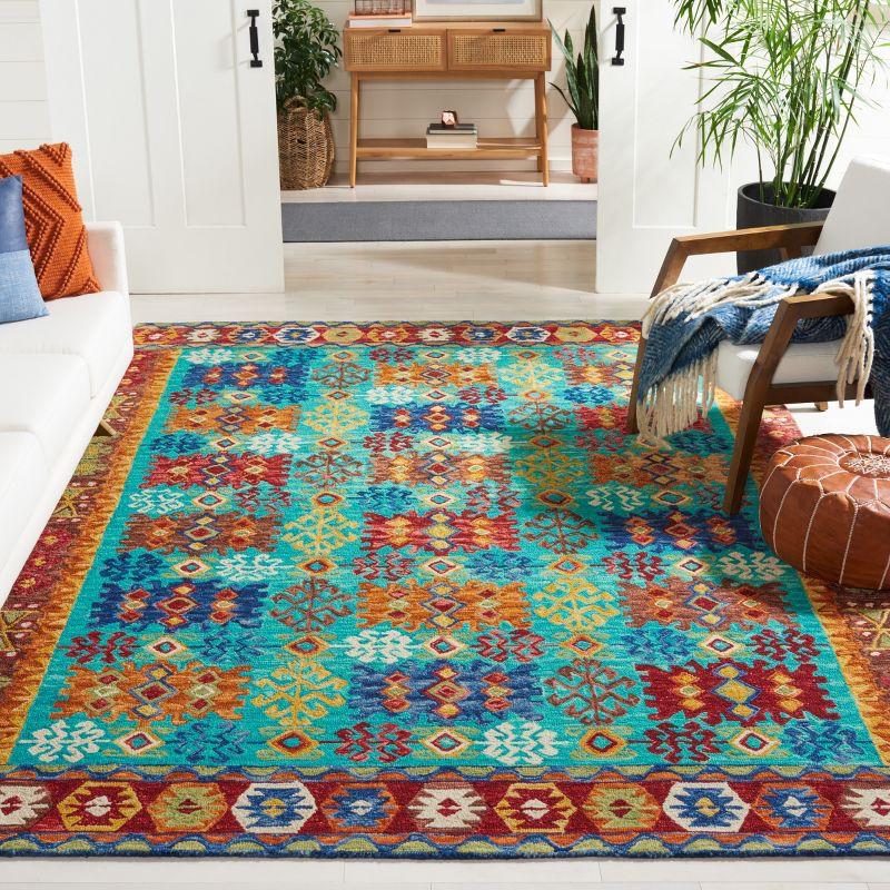 Aspen APN503 Hand Tufted Indoor Area Rug - Blue/Red - 7'x7' - Safavieh