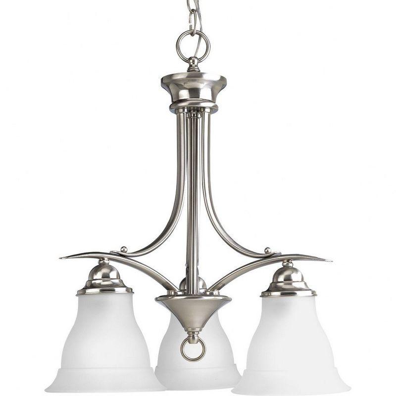 Progress Lighting Trinity 3-Light Chandelier, Brushed Nickel, Etched Glass Shade