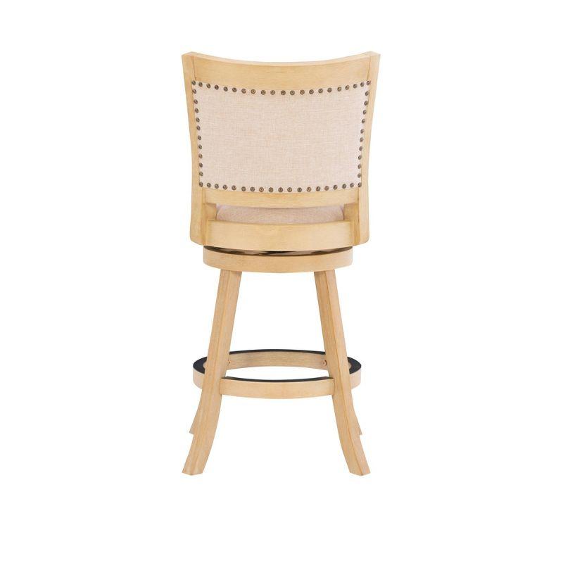 Tift Buff Nailhead Swivel Counter Height Barstool Gray - Linon: Solid Wood, Beige Linen Upholstery