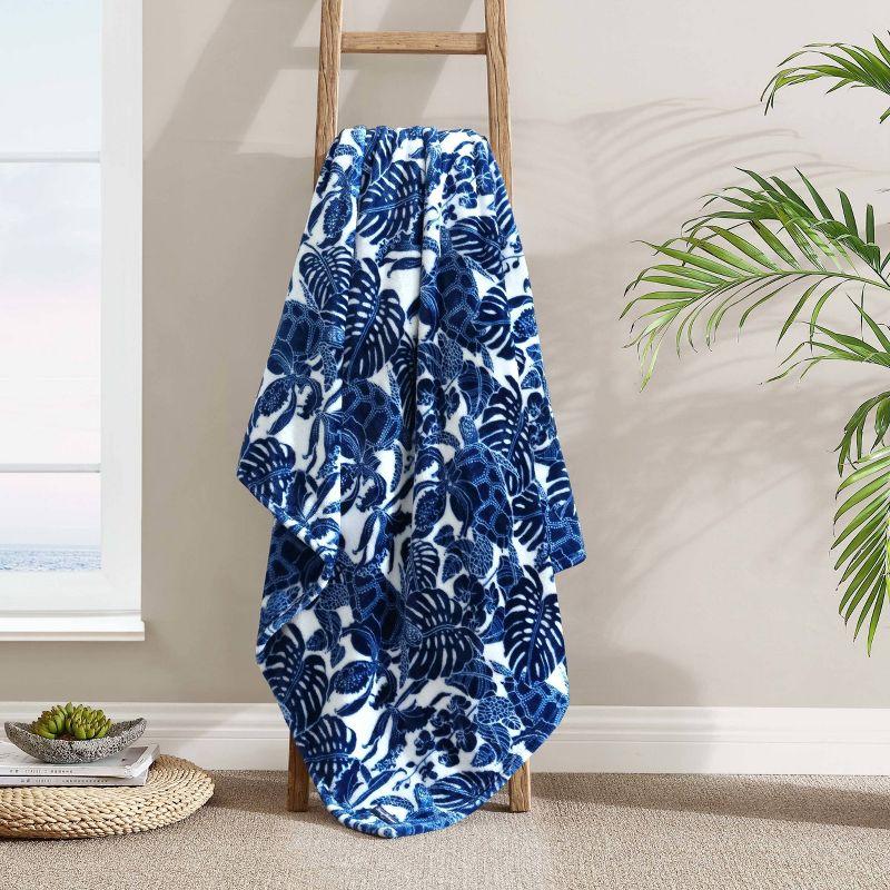 Tommy Bahama Home Wallpaper Leaves Plain Weave / Muslin Throw Blanket